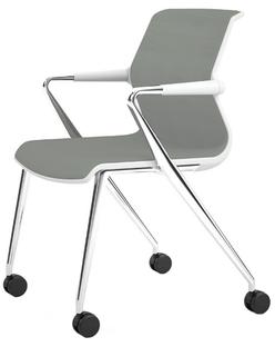Unix Chair Vierbeinfuß mit Rollen Silk Mesh eisgrau|Soft grey|Aluminium poliert