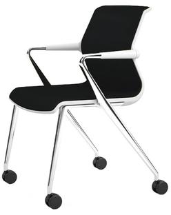 Unix Chair Vierbeinfuß mit Rollen Silk Mesh nero|Soft grey|Aluminium poliert