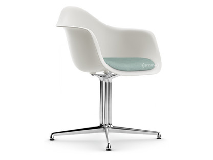 Eames Plastic Armchair RE DAL Weiß|Mit Sitzpolster|Eisblau / elfenbein