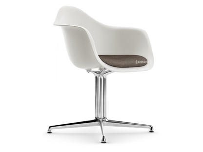 Eames Plastic Armchair RE DAL Weiß|Mit Sitzpolster|Warmgrey / moorbraun