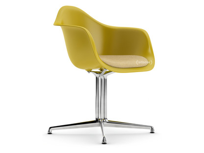 Eames Plastic Armchair RE DAL Senf|Mit Sitzpolster|Senf / elfenbein