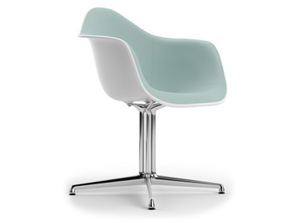 Eames Plastic Armchair RE DAL Cotton white|Mit Vollpolsterung|Eisblau / elfenbein
