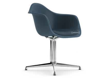 Eames Plastic Armchair RE DAL Meerblau|Mit Sitzpolster|Meerblau / dunkelgrau