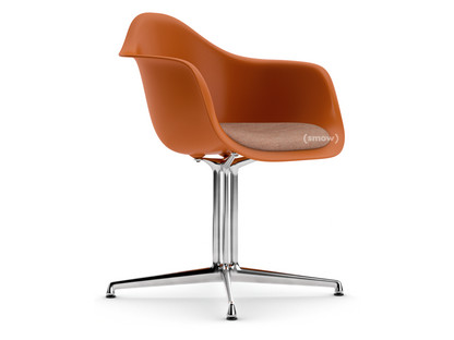 Eames Plastic Armchair RE DAL Rostorange|Mit Sitzpolster|Cognac / elfenbein