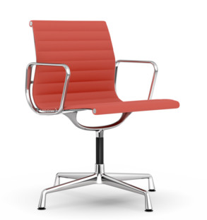 Aluminium Chair EA 103 / EA 104 EA 103 - nicht drehbar|Poppy red / elfenbein|Verchromt