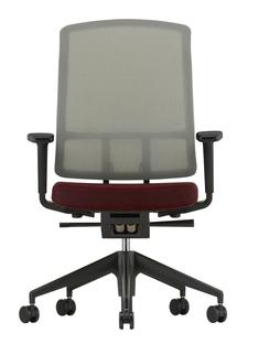 AM Chair Sierra grau|Dunkelrot/nero|Mit 2D Armlehnen|Kunststofffuß tiefschwarz