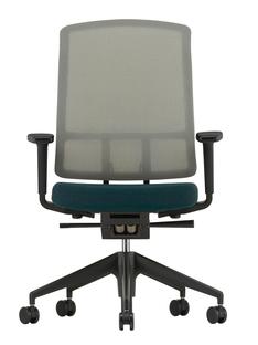 AM Chair Sierra grau|Petrol/nero|Mit 2D Armlehnen|Kunststofffuß tiefschwarz