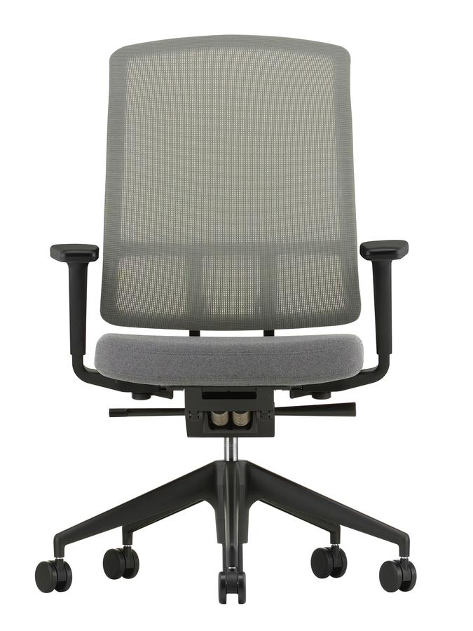 AM Chair, Sierra grau, Sierragrau / nero, Mit 2D Armlehnen, Aluminium  tiefschwarz pulverbeschichtet, Vitra