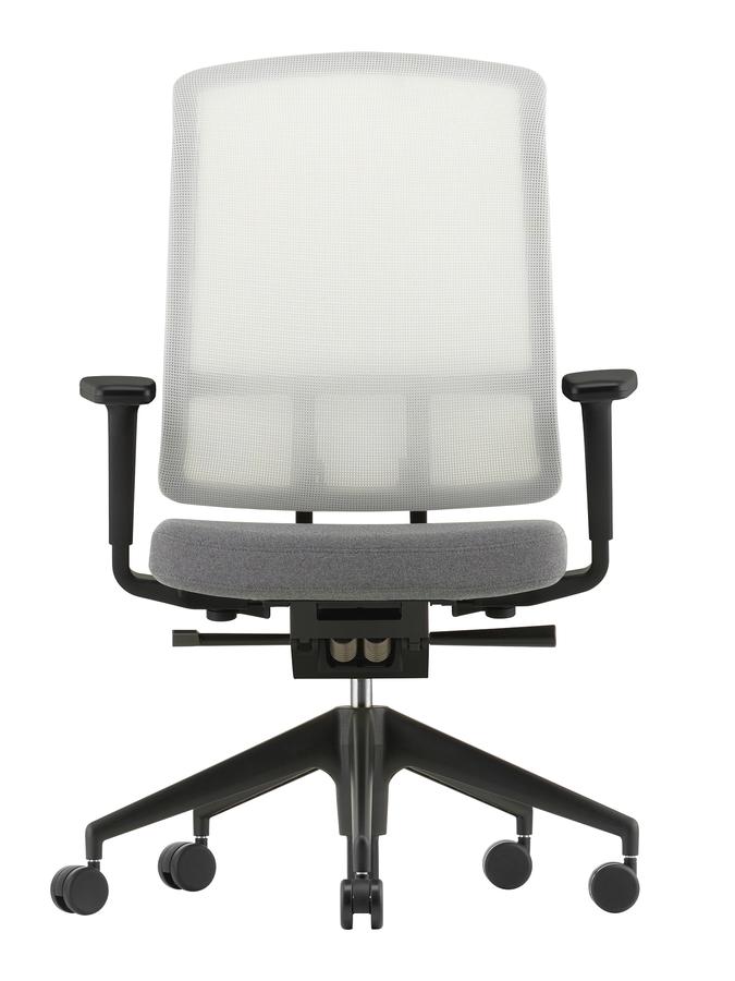 AM Chair, Weiß, Sierragrau / nero, Mit 2D Armlehnen, Kunststofffuß  tiefschwarz, Vitra