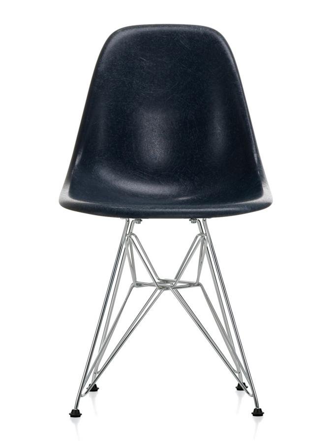 Eames Fiberglass Chair DSR Eames navy blue Glanzchrom