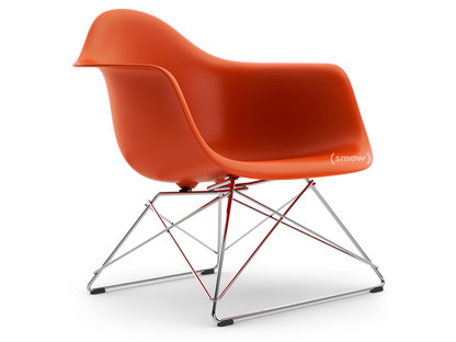 Eames Plastic Armchair RE LAR Rot (poppy red)|Ohne Polsterung|Verchromt