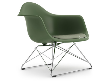 Eames Plastic Armchair RE LAR Forest|Sitzpolster elfenbein / forest|Verchromt