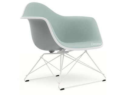 Eames Plastic Armchair RE LAR Hellgrau|Vollpolsterung eisblau / elfenbein|Beschichtet weiß