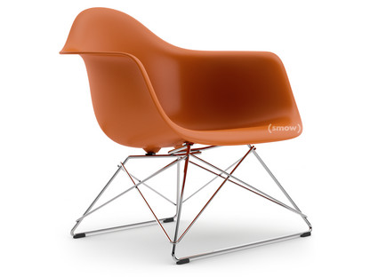 Eames Plastic Armchair RE LAR Rostorange|Ohne Polsterung|Verchromt