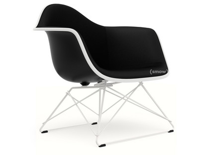 Eames Plastic Armchair RE LAR Tiefschwarz|Vollpolsterung nero|Beschichtet weiß