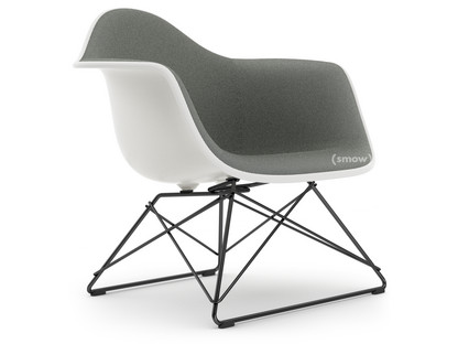 Eames Plastic Armchair RE LAR Weiß|Vollpolsterung nero / elfenbein|Beschichtet basic dark