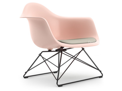 Eames Plastic Armchair RE LAR Zartrosé|Sitzpolster warmgrey / elfenbein|Beschichtet basic dark