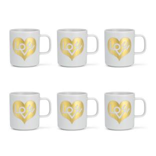 Girard Coffee Mugs Love Heart, gold|6er Set