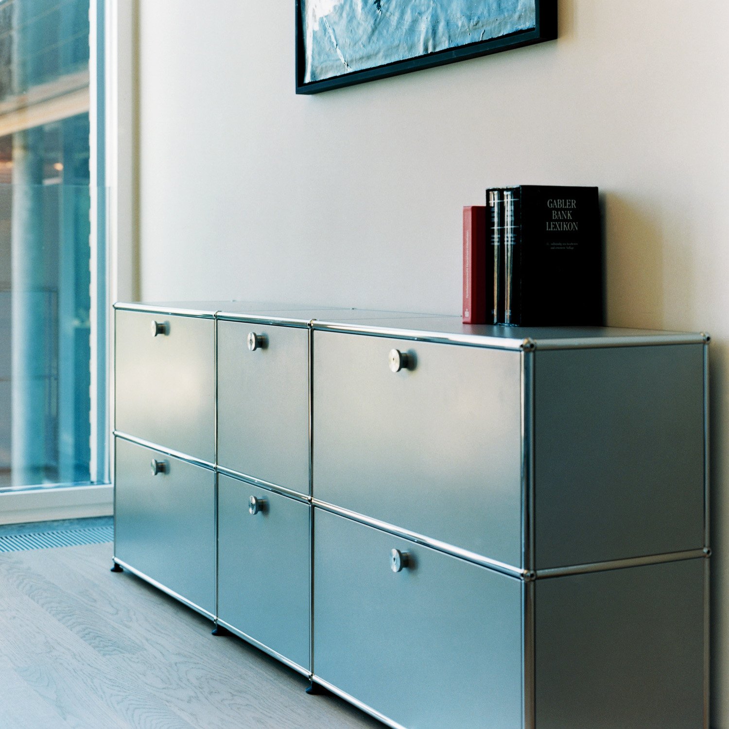 USM Haller Sideboard XL, individualisierbar, Reinweiß RAL 9010, Mit 3 ...