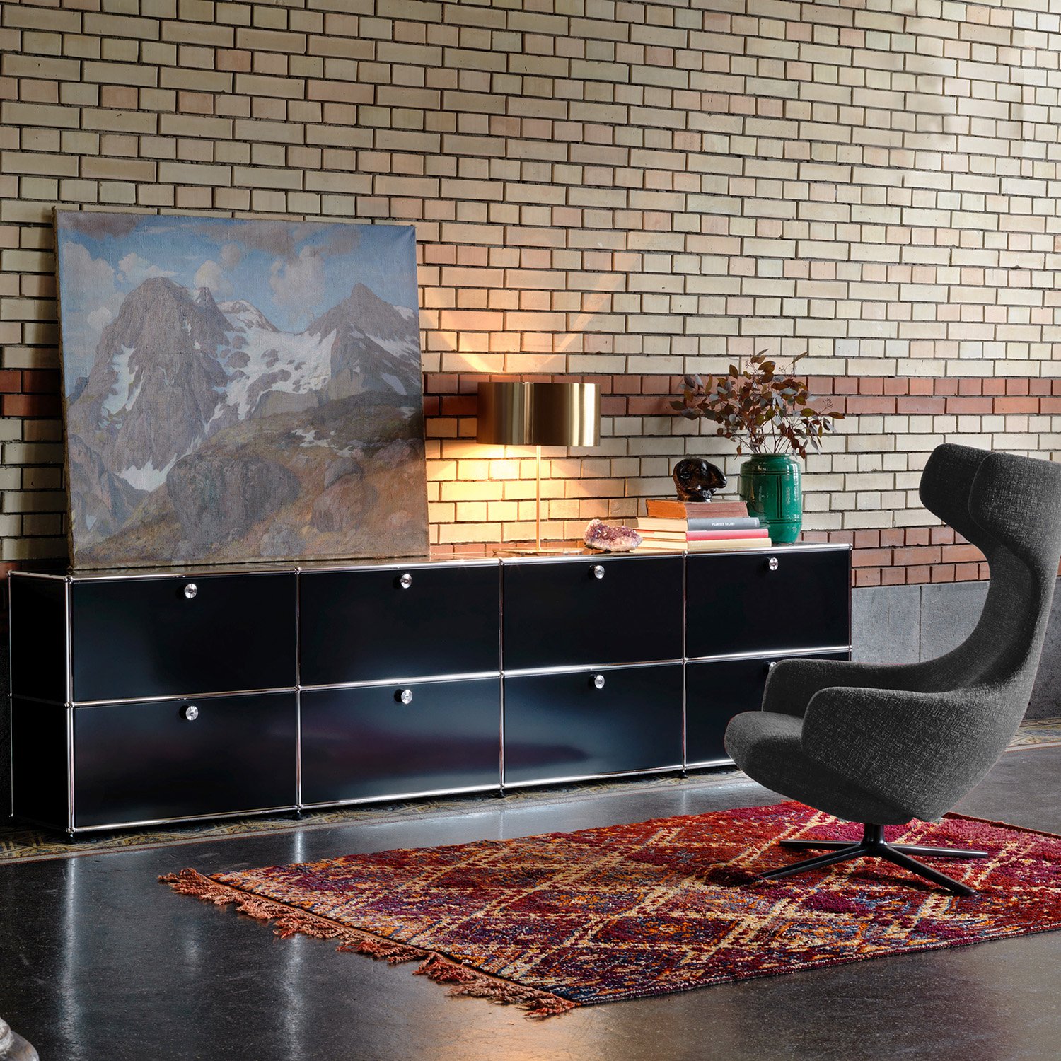 USM Haller Sideboard XL, individualisierbar, Reinweiß RAL 9010, Mit 3 ...