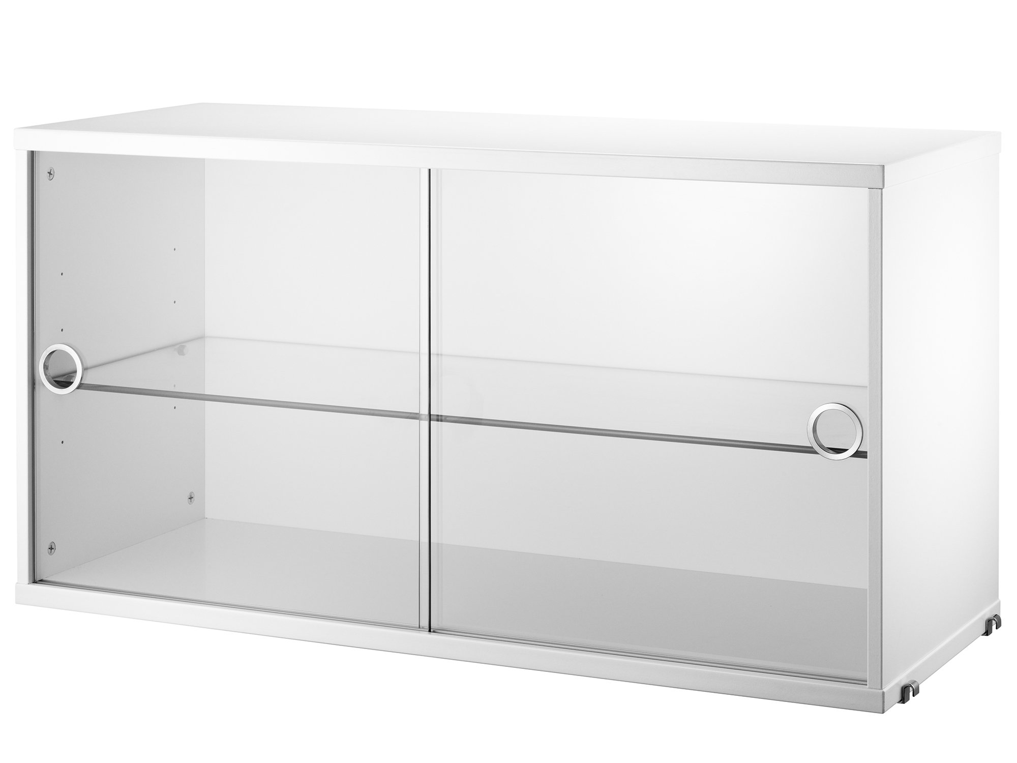 String System Hängeschrank mit Vitrinenschiebetüren, Weiß lackiert | String Furniture | Regale & Schränke