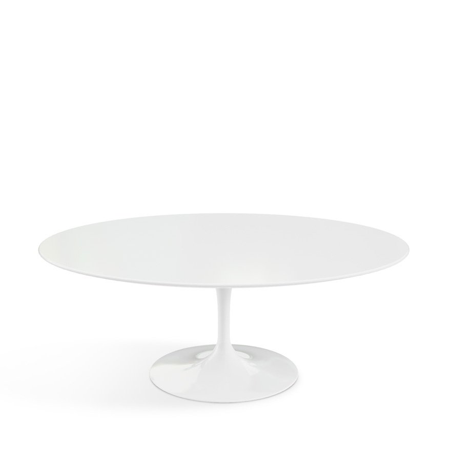 Saarinen Couchtisch oval, weiß, Laminat weiß | Knoll International | von Eero Saarinen, 1955-1957