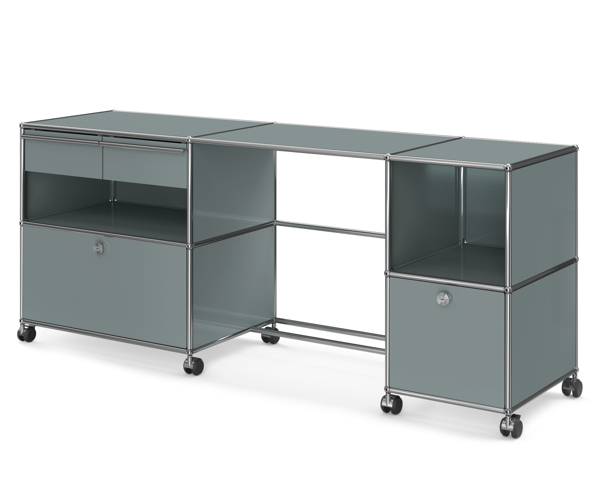 USM Haller Schreibtisch Typ 3, Mittelgrau RAL 7005, Weich für harte ...
