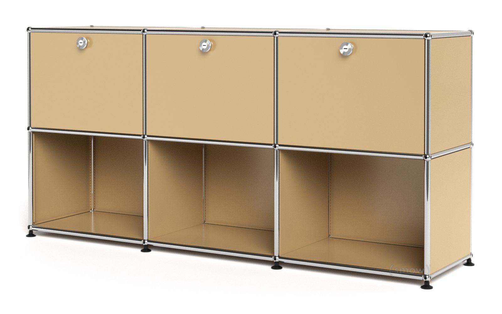 USM Haller Sideboard 50, individualisierbar, USM beige, Mit 3 Klappen, Offen | USM Haller | Sideboards