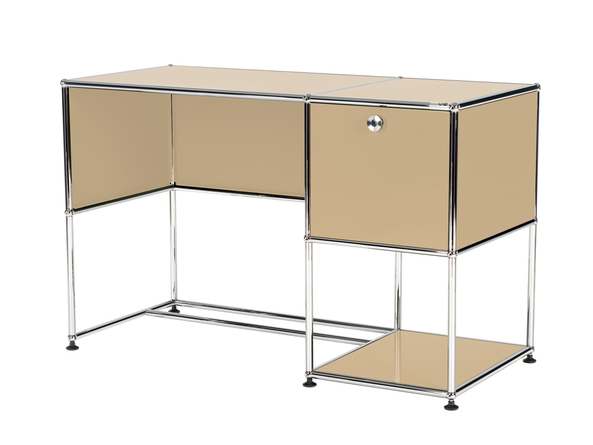 USM Haller Home Office Schreibtisch, USM beige, Mit Kabeldurchlass ...