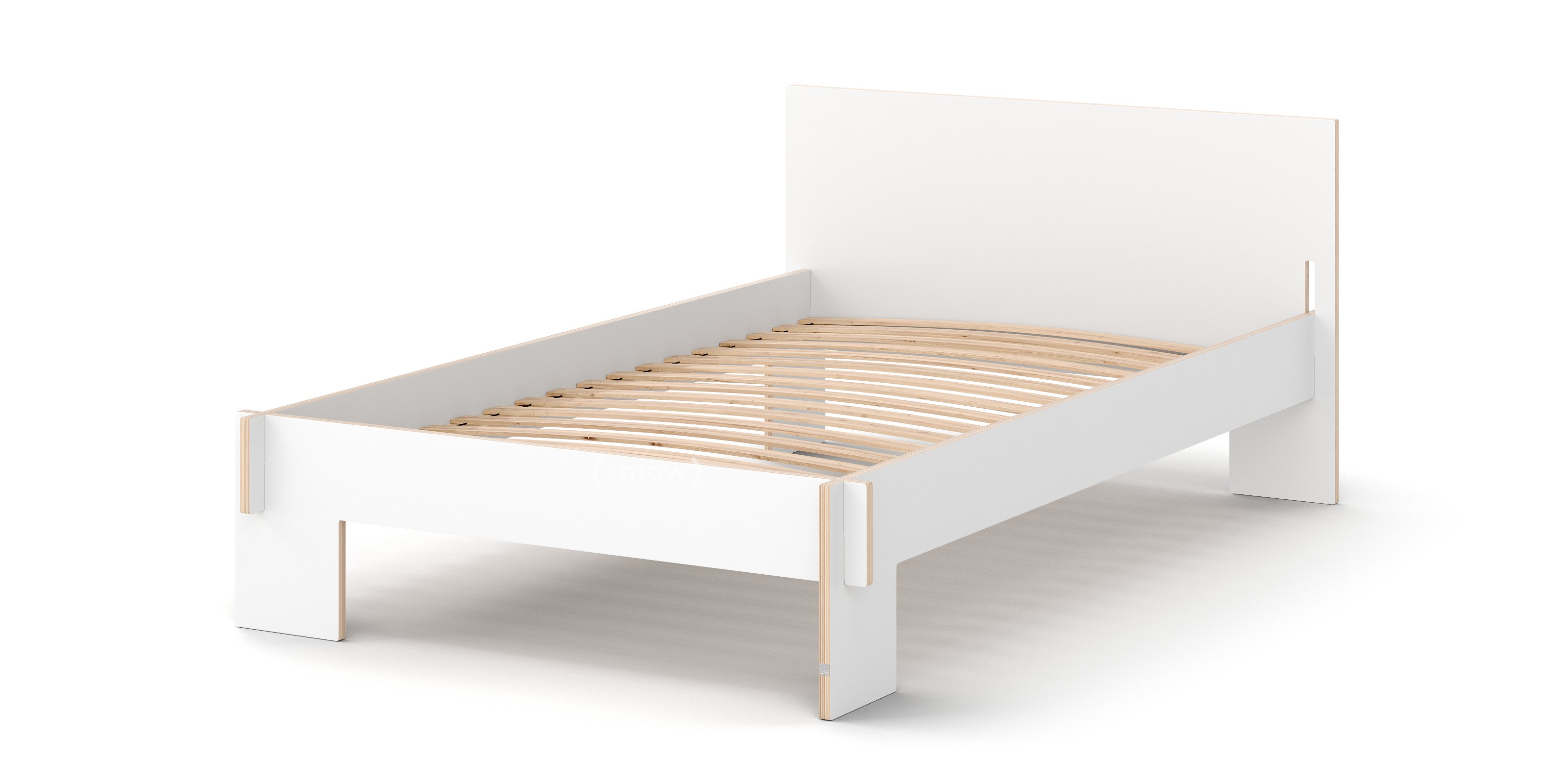 Siebenschläfer Bett, 120 x 200 cm, Mit Kopfteil, Weiß, Mit Roll-Lattenrost | Nils Holger Moormann | Nils Holger Moormann