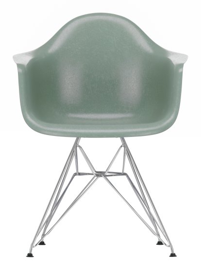 Eames Fiberglass Armchair DAR, Eames sea foam green, Verchromt