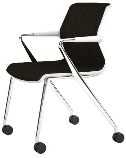 Unix Chair Vierbeinfuß mit Rollen, Diamond Mesh braun, Soft grey, Aluminium poliert