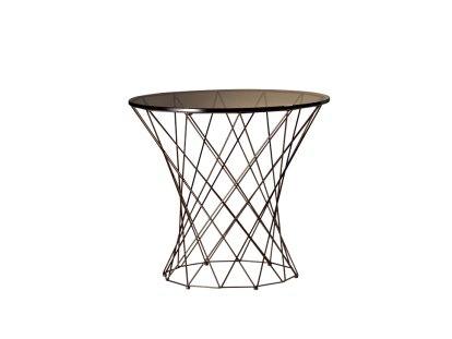 Oota, H 47 x ø 52 cm, Glas braun getönt, Matt-pulverbeschichtet bronzefarben