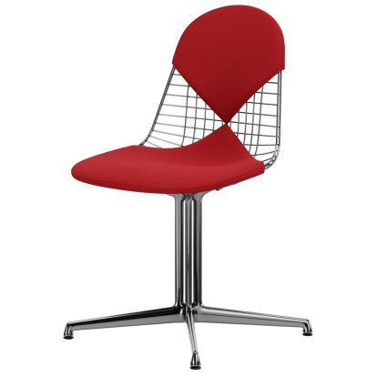 Wire Chair DKL, Aluminium poliert, Sitz- und Rückenkissen (Bikini), Rot / poppy red