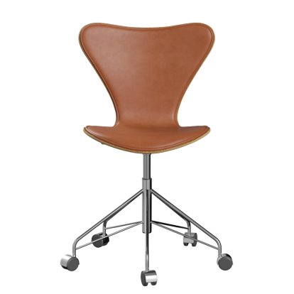 Serie 7 Drehstuhl 3117 / 3217 Frontpolsterung, Ohne Armlehnen, Holz klar lackiert, Ulme klar lackiert, Walnut, Chrome