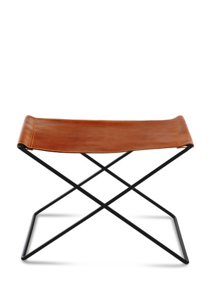 Ox Stool, Haselnuss, Stahl, schwarz pulverbeschichtet