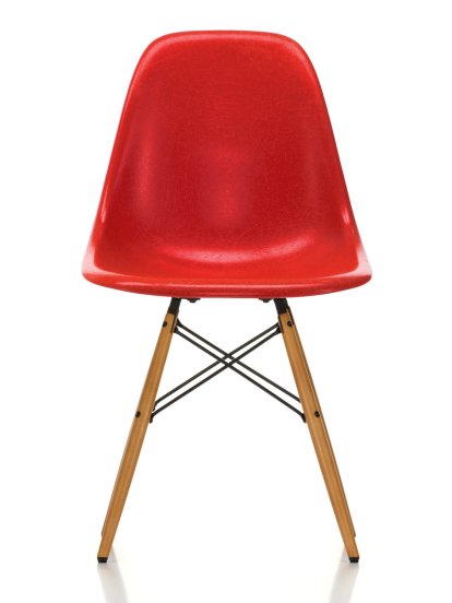 Eames Fiberglass Chair DSW, Eames classic red, Ahorn gelblich