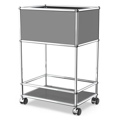 USM Haller Bar Sideboard Typ II, Mittelgrau RAL 7005, Harte Rollen für Teppichboden