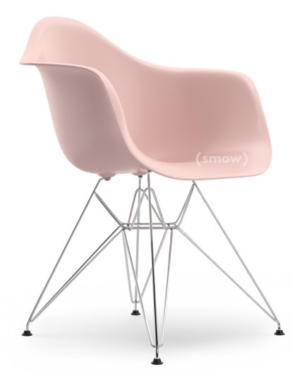 Eames Plastic Armchair RE DAR, Zartrosé RE, Ohne Polsterung, Ohne Polsterung, Standardhöhe - 43 cm, Verchromt