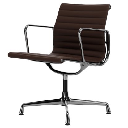 Aluminium Chair EA 107 / EA 108, EA 108 - drehbar, Verchromt, Leder (Standard), Kastanie