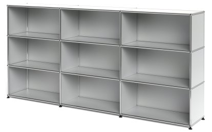 USM Haller Highboard XL, individualisierbar, USM mattsilber, Offen, Offen, Offen