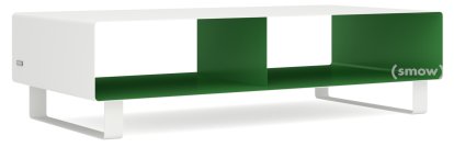 TV Lowboard R 200, Zweifarbig, Reinweiß (RAL 9010) - Maigrün (RAL 6017), Kufen lackiert in Außenfarbe