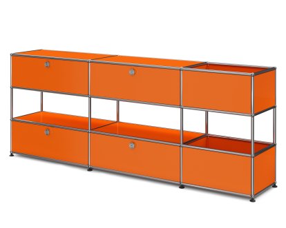 USM Haller Kinder Sideboard L mit Aufbewahrungsboxen, Einfarbig, Reinorange RAL 2004, Mit Klappe