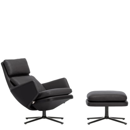 Grand Relax Loungesessel, Mit Ottoman, Leder Premium F, nero, Basic dark, 46,5 cm