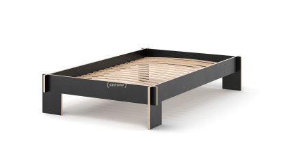 Siebenschläfer, 120 x 200 cm, Ohne Kopfteil, Schwarz, Mit Roll-Lattenrost