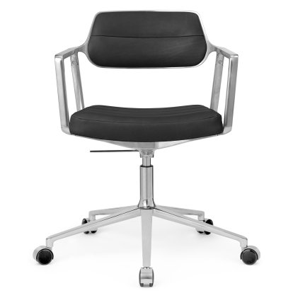 Swivel+ Chair, Poliert, Rollfuß, Leder schwarz