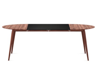 PLAYdinner Round, Walnuss geölt, Mit zwei Einlegeplatten (L 120-220 cm), MDF schwarz