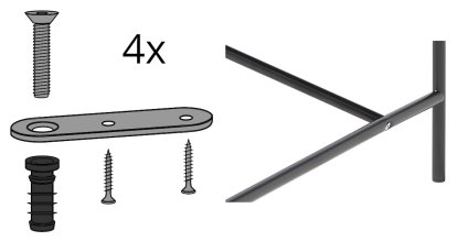 Befestigungslasche für Eiermann Tischbock / Tischgestelle (4er Set), Schwarz