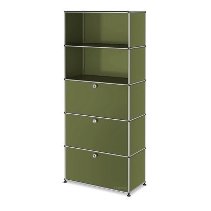 Details USM Haller USM Haller Aktenregal M, individualisierbar USM Haller Aktenregal M, individualisierbar, Olivgrün RAL 6003, Offen, Mit Klappe, Mit Klappe, Mit Klappe