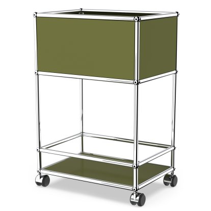 USM Haller Bar Sideboard Typ II, Olivgrün RAL 6003, Weiche Rollen für harte Böden